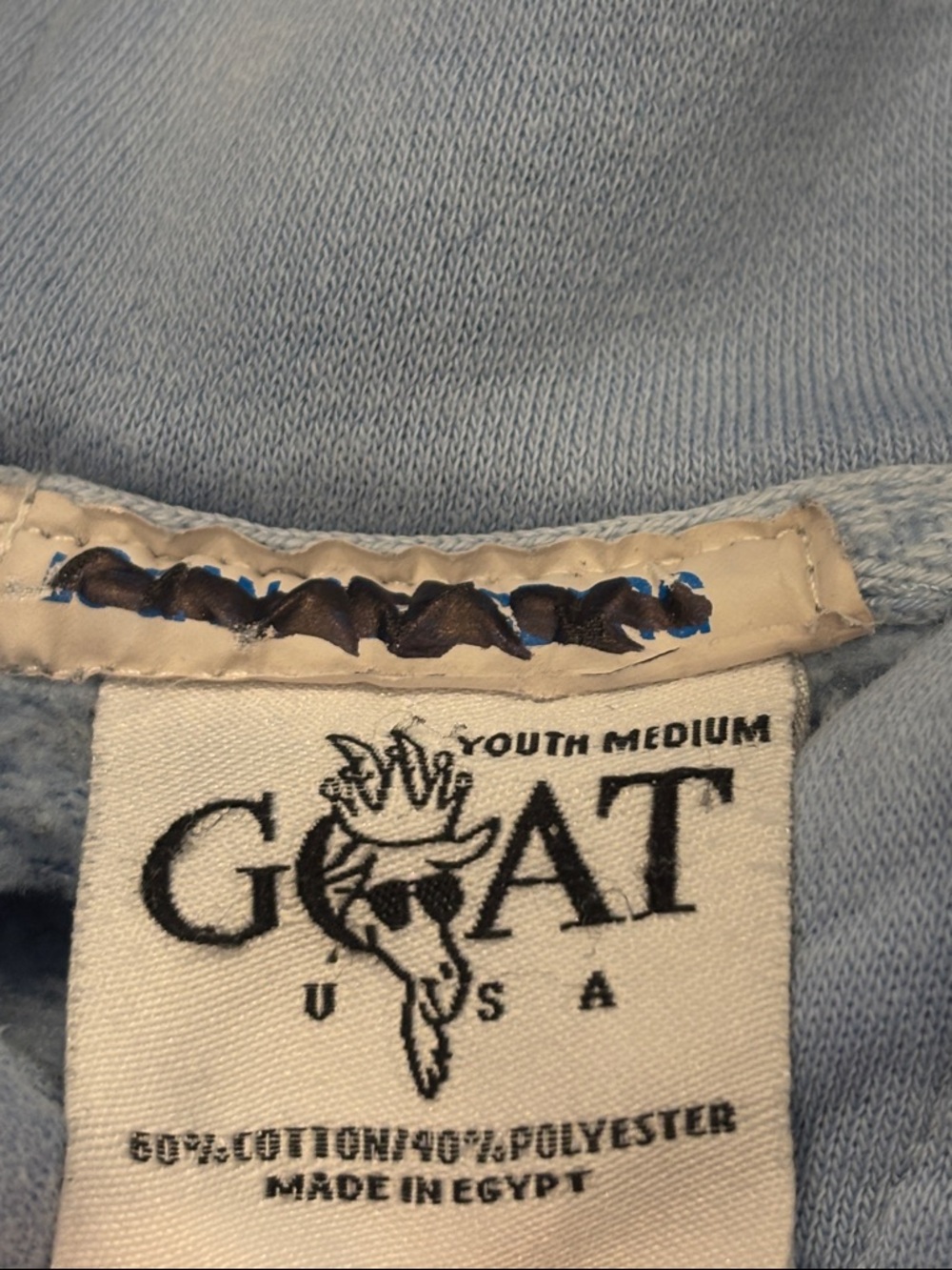 GOAT USA Boys Light Blue Pullover Hoodie Size Medium - Picture 5 of 5